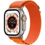 Apple watch ultra - bo�tier 49 mm titane avec bracelet nylon orange de taille m