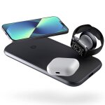 Chargeur induction aluminium stand + airpods + watch 45w zens
