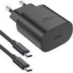 Chargeur noir rapide 25w + cable usb c pour samsung s25 / s25 plus / s25 ultra / s24 fe / z flip 6 / ...