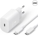 Chargeur rapide 25w usb - c + cble usb - c vers usb - c 1m blanc pour samsung galaxy a04s a12 a13 a22 ...