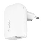Chargeur secteur 37w usb - c 3. 0 25w + usb 12w charge rapide compact belkin blanc