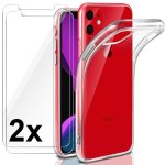 Coque + 2x vitre iphone 11 apple housse etui silicone transparent