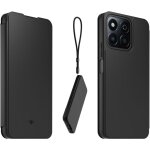 Coque casr avec rabat finition gomme et porte carte + dragonne amovible pour honor 200 smart noir