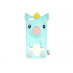 Coque silicone pour iphone 5c cochon bleu turquoise + film protection ecran