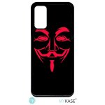 Coque pour smartphone - anonymous noir et rouge - compatible avec samsung galaxy s20 - plastique - bord ...