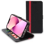 Ebeststar - coque pour iphone 13 mini etui housse portefeuille pu cuir porte - cartes, noir / rouge [dimension ...