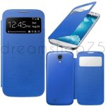 Etui coque housse etui � rabat view galaxy s4 + film + stylet bleu dreamshop75�