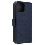 Etui pour iphone 15 clapet portefeuille fonction support vid�o bleu nuit