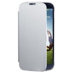 Housse etui coque folio slim horizontal grain� blanc pour samsung galaxy s4
