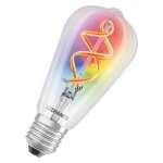 Ledvance ampoule led intelligente avec wifi, e27, couleurs rvb modifiables, forme edison, filament color� ...