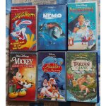 Lot vhs cassettes vid�o 6 disney enfants : nemo - pocahontas - tarzan - aladdin - roger rabbit - mickey ...