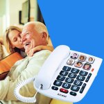 Tlphone filaire larges touches pour les sniors et 6 photos mmoires blanc