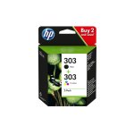Pack 2 cartouches d'encre hp 303 noir / trois couleurs pour envy photo 6230, 7130, 7830 (n303)