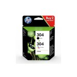 Pack de 2 cartouches hp jet d'encre n304 noir (120 pages) + couleur (100 pages)