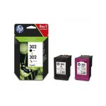 Pack de 2 cartouches jet d'encre n302 (1 noir + 1 couleur) hp pour imprimante jet d'encre