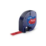 Ruban d'tiquettes en plastique dymo lt (91223) 12mm x 4m noir sur rouge pour tiqueteuse