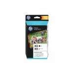 Value pack photo hp 303 noir / trois couleurs (40 feuilles, 10 x 15 cm) pour envy photo 6230, 7130, 7830 ...