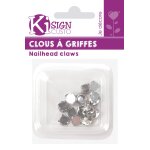 20 clous  griffes strass rond transparent 10mm - graine crative - mondial tissus