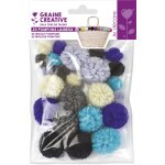 24 pompons laineux 15 x 30 mm assortis oc�an - graine cr�ative - mondial tissus