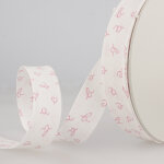 Biais repli� lettres 25mm �cru rose - mondial tissus
