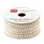 Bobine cordon tress blanc et beige 6 mm - mt - mondial tissus