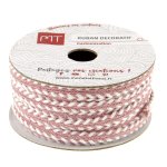 Bobine cordon tress blanc et rose 6 mm - mt - mondial tissus