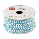 Bobine cordon tress bleu et blanc 6 mm - mt - mondial tissus
