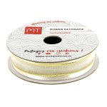 Bobine ruban organza blanc lisire dore 12 mm - mt - mondial tissus