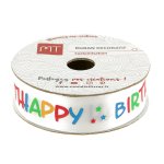 Bobine ruban satin  ; happy birthday ; 4m x 16 mm - mt - mondial tissus