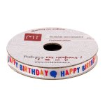 Bobine ruban satin  ; happy birthday ; 4, 5m x 6 mm - mt - mondial tissus