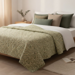 Boutis feuillage vert - 140x180cm - a. u maison - mondial tissus