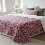 Boutis lopard rose - 135x180cm - a. u maison - mondial tissus