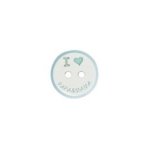 Boutons j'aime papa mama bleu 15 mm - mondial tissus
