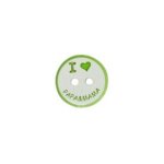 Boutons j'aime papa mama vert 15 mm - mondial tissus