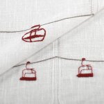Brise bise blanc brod� t�l�si�ge rouge - 60 cm - linder - mondial tissus