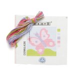 Canevas 15x15cm - motif papillon rose - dmc - mondial tissus