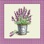 Carr� de tissu jacquard pot de lavande vichy 45 x 45 cm - mondial tissus