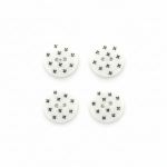 Carte de 4 boutons 2 trous 18 mm fleurette blanc et noir - r�cr�atys - mondial tissus