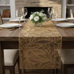 Chemin de table feuillage or 1m50 x 25cm - mondial tissus