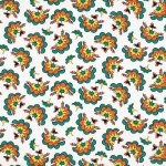 Coupon de tissu blanc fleurs orange - mondial tissus