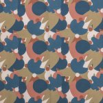 Coupon de tissu jungle abstraite marron kaki bleu - mt - mondial tissus