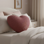 Coussin coeur bouclette vieux rose 40cm - mt - mondial tissus