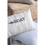 Coussin coton beige imprim boat ray blanc 30 x 50cm - stof - mondial tissus