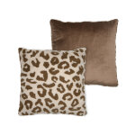 Coussin moumoutte l�opard beige marron 45x45cm - mondial tissus