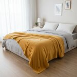 Couverture flanelle jaune 220x240 - mt - mondial tissus