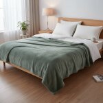 Couverture flanelle kaki 220x240cm - mt - mondial tissus