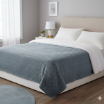 Couverture manelle bleu 130 x 160 cm. - mt - mondial tissus