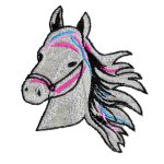 cusson tte de cheval rose et bleu - mondial tissus