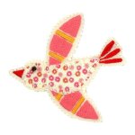 cusson thermocollant oiseau fleuri orange et rose - frou frou - mondial tissus