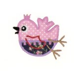 cusson thermocollant oiseau pois rose - frou frou - mondial tissus
